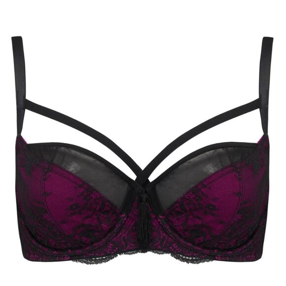 Pour Moi Other - NWT 36GG UK Sensation Underwire Balcony Bra Black/Fuchsia